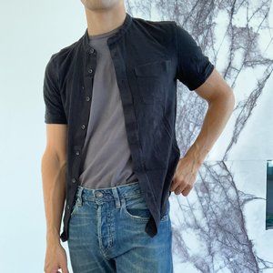 *SOLD* Black - SHORT SLEEVE BUTTON SHIRT